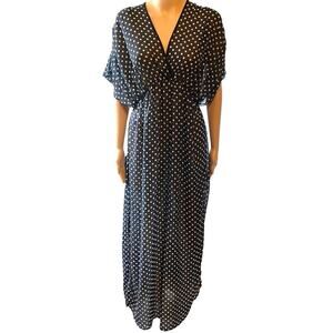 SweetPea by StacyFrati Women XS Maxi Dress Black White Polka Dot Sheer Mesh Sexy